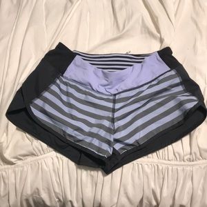 Adorable lilac and black striped lululemon shorts!
